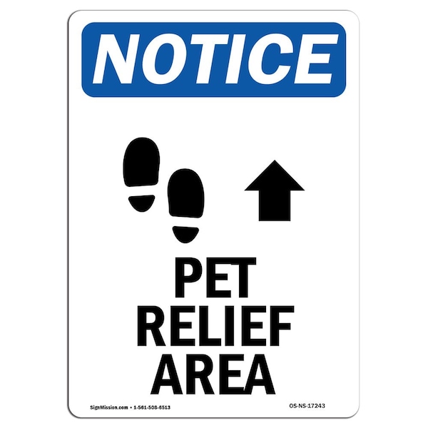 Sign, 5" H, Pet Relief Area (Up Arrow) Sign, Portrait, NS-D-35-V-17243-10PK